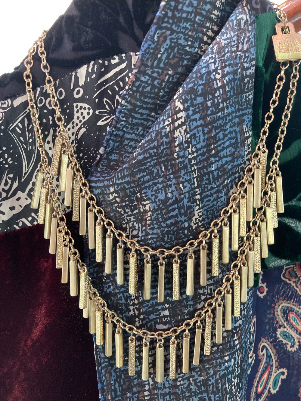 Adia Kibur Pale Gold Tone double-Strand Stick Necklace